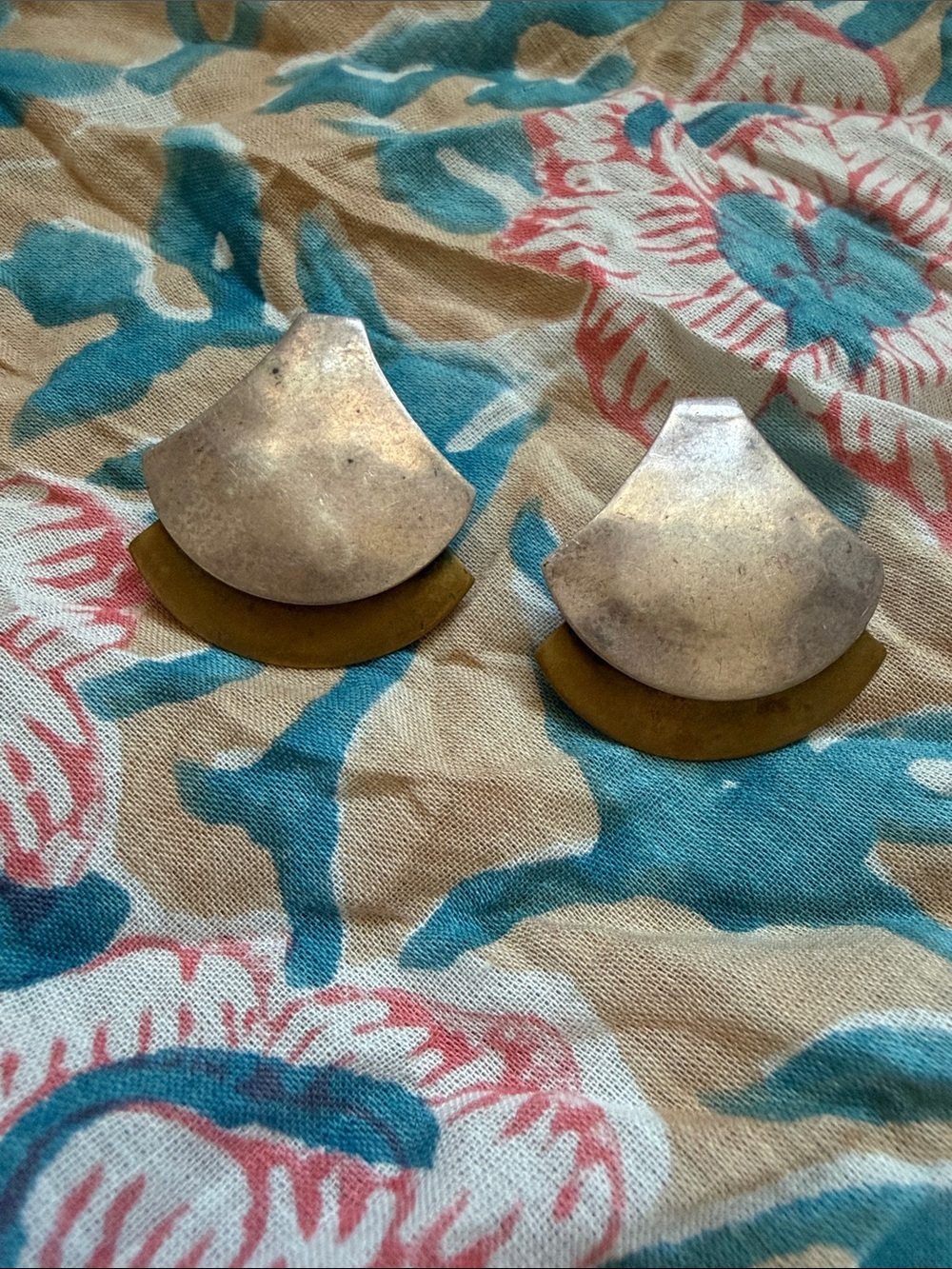 vintage Geometric Two-Tone Metal Statement Earrings